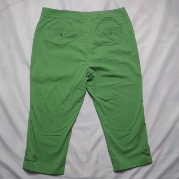 TALBOTS womens PANTS green SIGNATURE cropped CAREER capri CASUAL stretch SIZE 12 - Picture 11 of 12